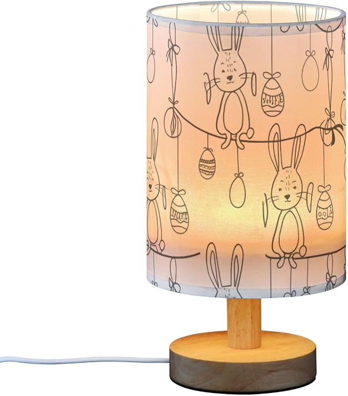 White Light LED Table Lamp, Bedside Lamp with Linen Lampshade, Flicker-Free Eye Care USB Plug in Nightstand Lamp, for Bedroom and Office