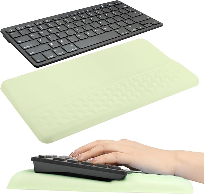 Keyboard Wrist Rest with Ergonomic Height - Computer Keyboard Stand & Soft Cushioned Pad for Wrist - Non-Slip Typing Support for Office, Gaming & Home(Green)