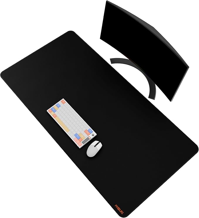 Mydours 48" x 24" Large Gaming Mouse Pad, Oversized Keyboard Mouse Mat with Stitched Edge, XXL Non-Slip Rubber Base Computer Mousepad for Full Desk, Extended Desk Mat for Gamer, Office & Home, Black