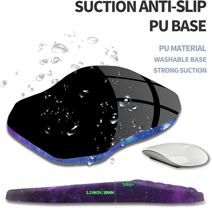 Ergonomic Raised Mouse Pad Wrist Support with Bilateral Slope Memory Foam Mousepad for Wrist Rest and Carpal Tunnel 11.8x7.9〃Galaxy