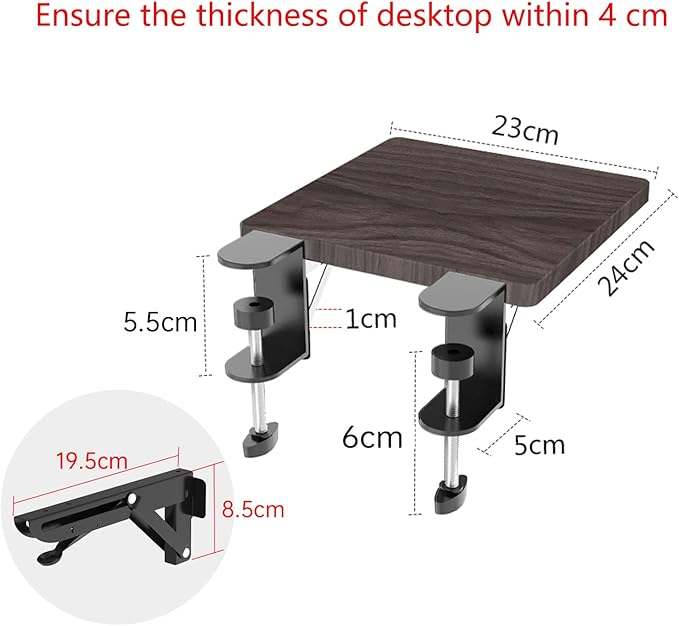 OUGIC Computer Armrest, Adjustable Computer Desk Armrest Stand, Ergonomic Rotating Armrest Bracket for Table, Desk, Chair, Desk, 24 cm x 23 cm