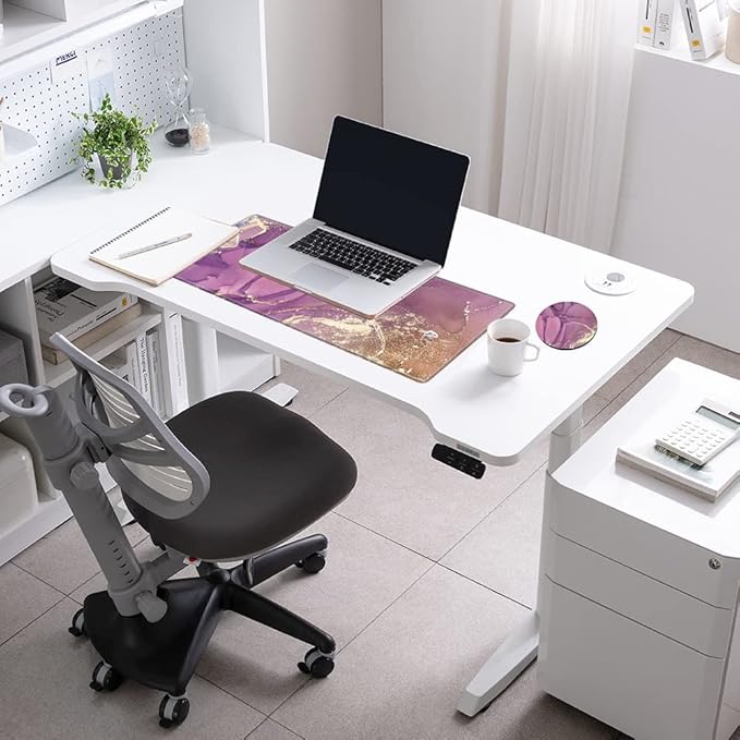 Gaming Mouse Pad for Desk Mat 12x24 Purple Marble Mousepad Large XL Desk Pad Long Extended Computer Mat Big XXL Mouse Mat for Wireless Mouse Non Slip Work Girl