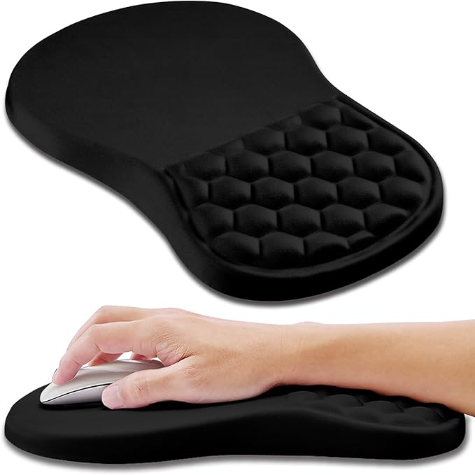 Hokafenle Ergonomic Mouse Pad Wrist Support, Wrist Rest Mousepad for Carpal Tunnel with Integrated Memory Foam Slope Massage Bulge (11.8x7.9 inch,Polar Night)