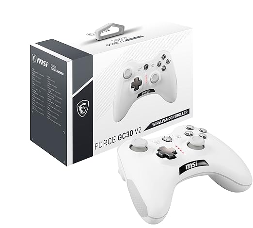 msi Force GC30V2 White Wireless Gaming Controller, Dual Vibration Motors, Dual Connection Modes, Interchangable D-Pads, Compatible with PC & Android