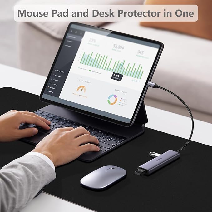 Black Desk Mat, 31.5"×15.7" Desk Matt for Desktop, Waterproof Keyboard Pad, Computer Mats for Desktop, Large Mouse Pad, Non-Slip Computer Mat for Office Home - Black