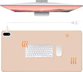 Konohan Heated Desk Pad Warm Mouse Pad, 5 Heating Level & 4 Hour Auto Shut-Off, PU Leather Warm Mouse Mat Heating Keyboard Gaming Mice Warmer Mat Only Supports 110v(Khaki Color,23.6"x 14.2")