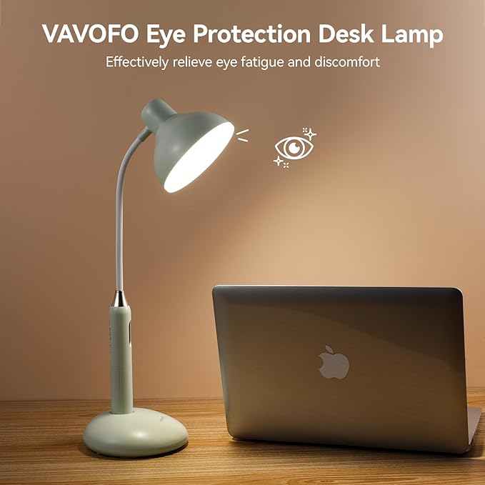 VAVOFO Wireless Touch Control Desk Lamp 6781-2700-7000K Color Temperature, 700LM, Eye-Caring LED Desk Light with USB-C Charging, Adjustable Brightness, 360° Gooseneck, 2.5hrs Wireless Use (Green)