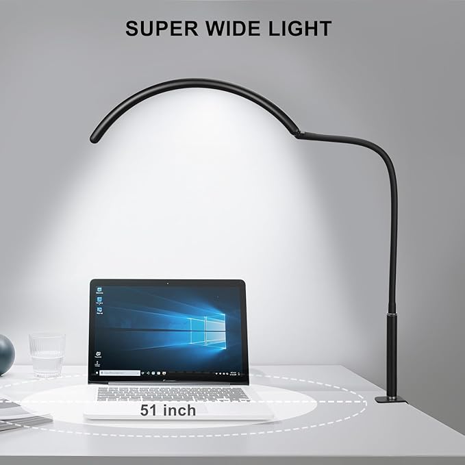 Half Moon LED Desk Light for Nail Techs & Artists – No Flicker & Shadow-Free Arch Light for Salon Use with Clamp, Stepless Brightness Table Lamp & 5 Color Modes for Manicure, Tattoo, Beauty Work