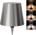 Wireless Bottle Lamp, Wireless Bottle Lamp Shade with 3 Color Temperature, Rechargeable Stepless Dimming LED Wine Bottle Lights for Any Bottle, Desk Lamp for Bedroom Restaurant-Electroplating Silver