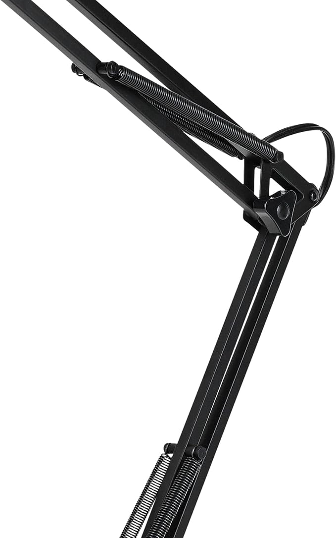Globe Electric 5698601 28" Heavy Base Top Moving Spring Balanced Swing Arm Desk Lamp, Black, On/Off Rotary Switch on Shade, Office Decor, Reading Light, Home Essentials, Room Lighting