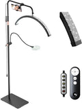 Half Moon Lash Light - Bling Diamond Lash Lamp with 4X Magnifier & Phone Holder, Adjustable Floor Lamp for Eyelash Extensions, Nail Art, Tattoo, Skincare, Dimmable Brightness, Rotating Head, Black