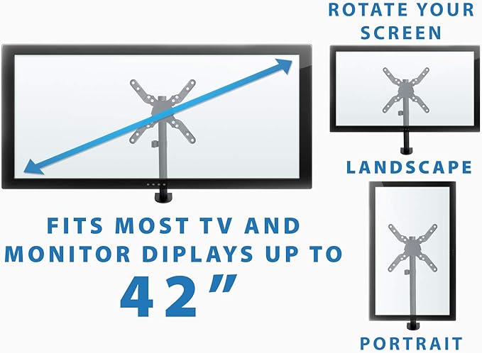 Mount-It! Ultra-Wide Single Monitor Arm Desk Mount, Height Adjustable Pole Stand for 13–42 Inch Screens up to 22 lbs, VESA 75x75 to 200x200, Clamp & Grommet