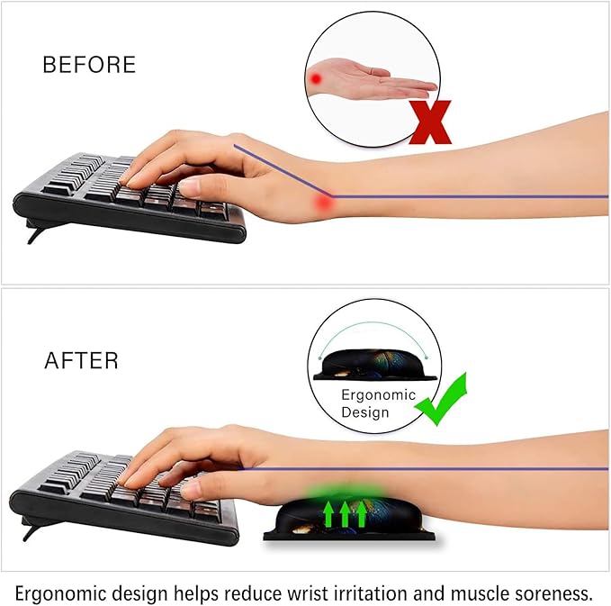 ARTSO Ergonomic Mouse Pad with Wrist Rest, Comfortable Keyboard Wrist Rest, Memory Foam Mousepad for Computer Keyboard, Mouse Pad Set for Easy Typing & Comfort, Night Butterfly