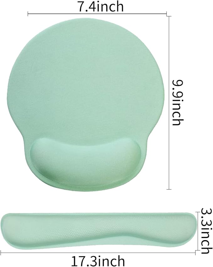 Ergonomic Keyboard Mouse Pad Wrist Rest Support Set for Laptop/Computer/Desktop,Memory Foam Hand Rest Wrist Cushion for Gaming/Office,Lightweight Comfortable (Light Green)