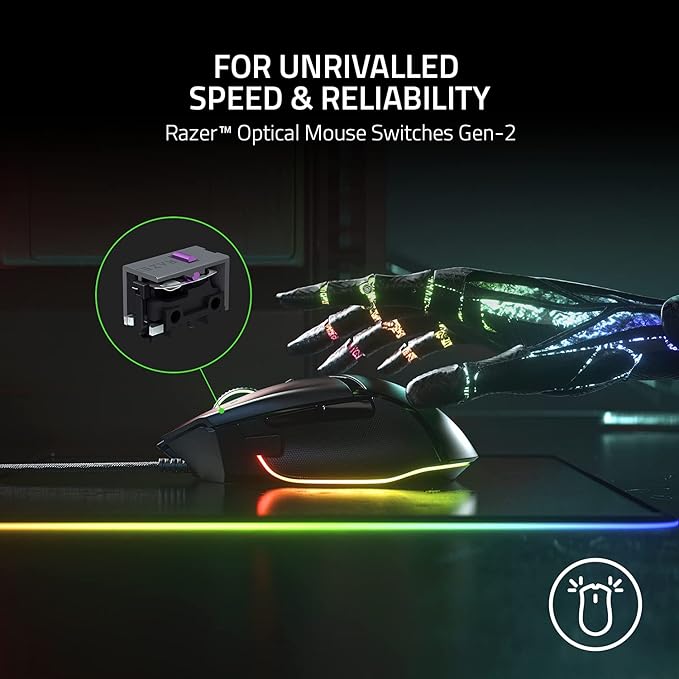 Razer Basilisk V3 Customizable Ergonomic Gaming Mouse: Fastest Gaming Mouse Switch-Chroma RGB Lighting-26K DPI Optical Sensor-11 Programmable Buttons-HyperScroll Tilt Wheel-Classic Black,(Pack of 10)
