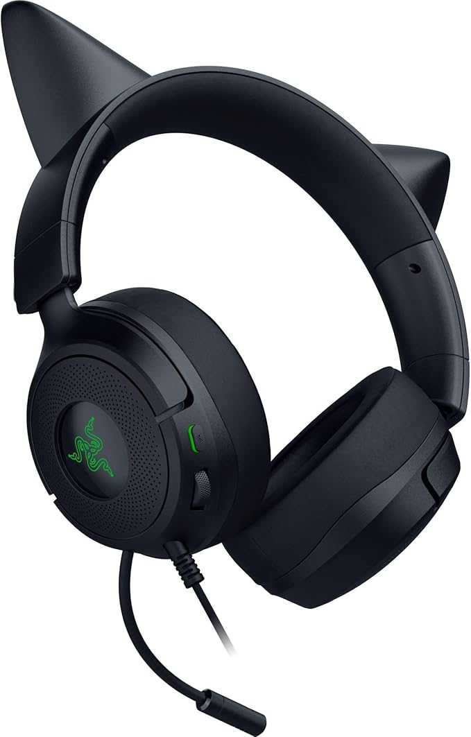 Razer Kraken Kitty V3 X Wired Gaming Headset: Kitty Ears - HyperClear Cardioid Mic - 40 mm Drivers - 7.1 Surround Sound - Comfy Ear Cushions - Cross-Platform via 3.5mm PC, PS5, Xbox, Switch 2 - Black