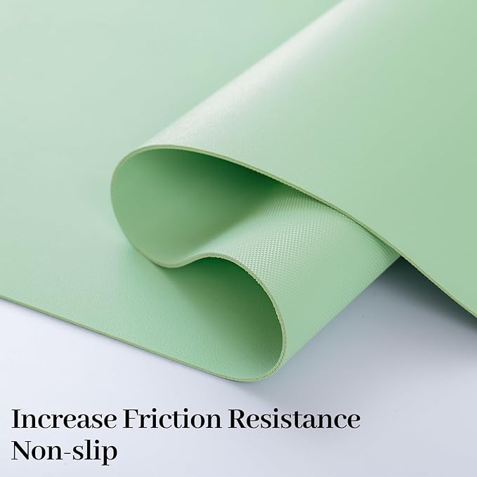 Desk Pad Mat, Leather Green Desk Mat for Desktop, Computer Desk Mouse Pad Non-Slip, Waterproof Keyboard Mat Green Desk Accessories for Office/Home, 23.6" x 13.7"
