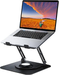 Laptop Stand for Desk, Adjustable Computer Stand with 360° Rotating Base, Ergonomic Laptop Riser for Collaborative Work, Foldable & Portable Laptop Stand, fits for All 10-16" Laptops (Black)