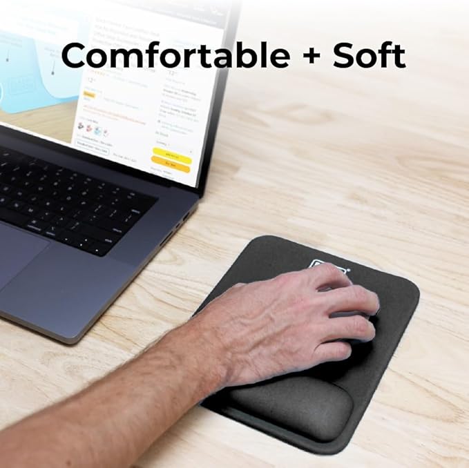 BLACK+DECKER Ergonomic Mouse Pad Wrist Support - Comfortable Mouse Pad Wrist Rest - Wrist Relief Gel Mousepad - Non-Slip Base Aesthetic Mousepad for Gaming, Home, Office - Perfect for Computer, Laptop