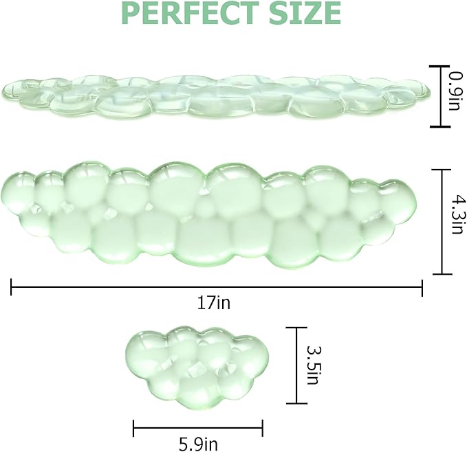 Gel Cloud Wrist Rest Keyboard, Cute Wrist Rest for Computer Keyboard, Ergonomic keyboard Wrist Rest and Soft Mouse Wrist Rest for Typing, Suitable for Office, Home, Computer, Gaming, Green