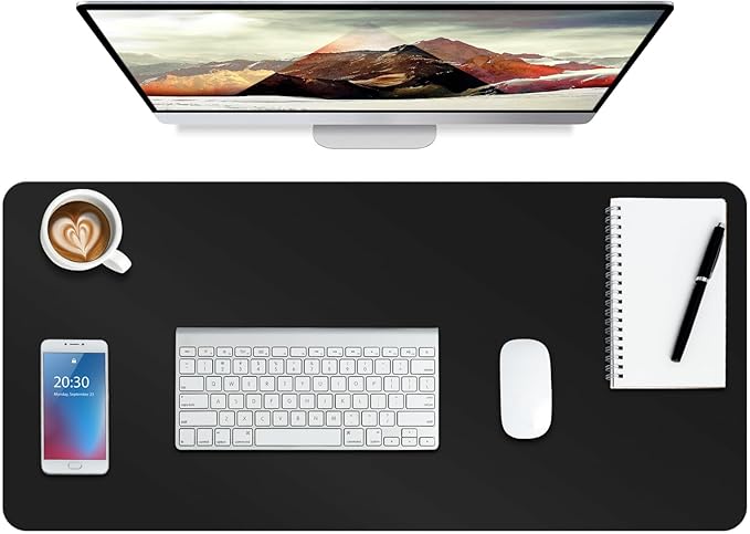 Boutilon Leather Desk Pad Protector,Non-Slip Mouse Pad,Laptop Desk Pad,Office Mouse Mat,Waterproof Leather Desk Blotter,Desk Writing Pad for Office and Home (XXL-Black,47.2"x 17")