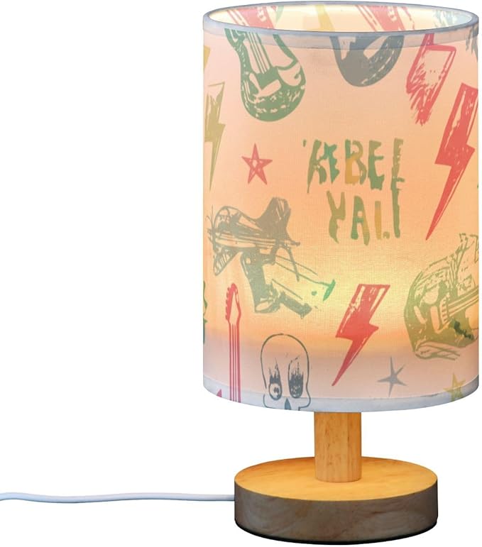 Colorful Music-Guitar LED Table Lamp, Bedside Lamp with Linen Lampshade, Flicker-Free Eye Care USB Plug in Nightstand Lamp, for Bedroom and Office