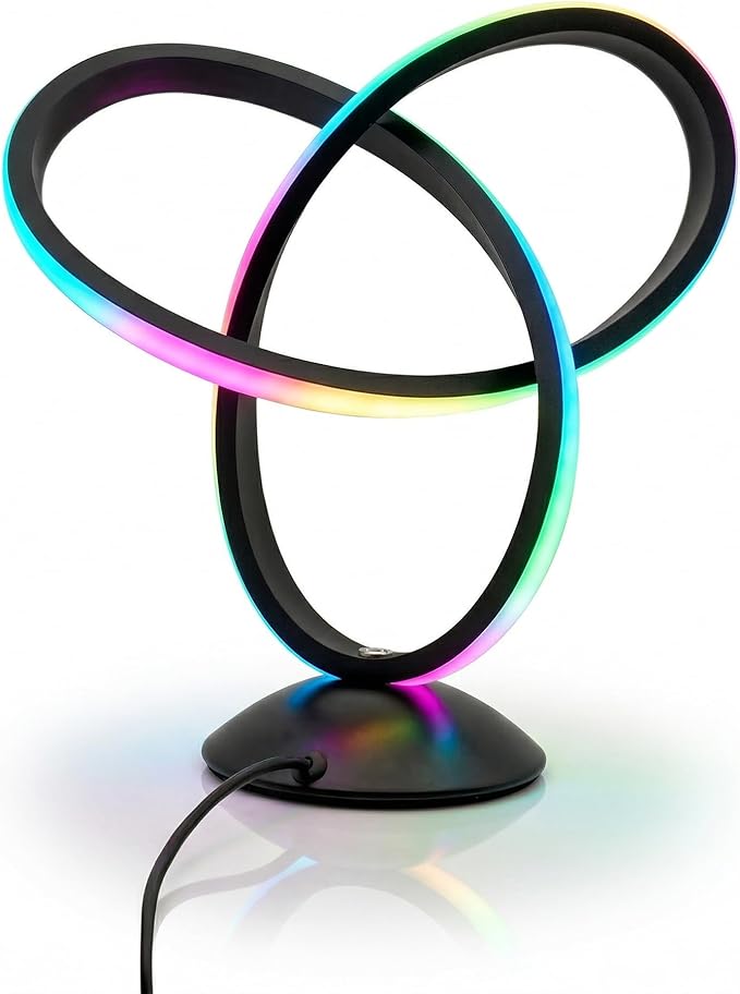 RGB Bedside Lamp with Remote,13 Color Changing Spiral Table Lamp, Dimmable LED Night Light with 3 Warm White Levels for Bedroom, Living Room,Nightstand,Black