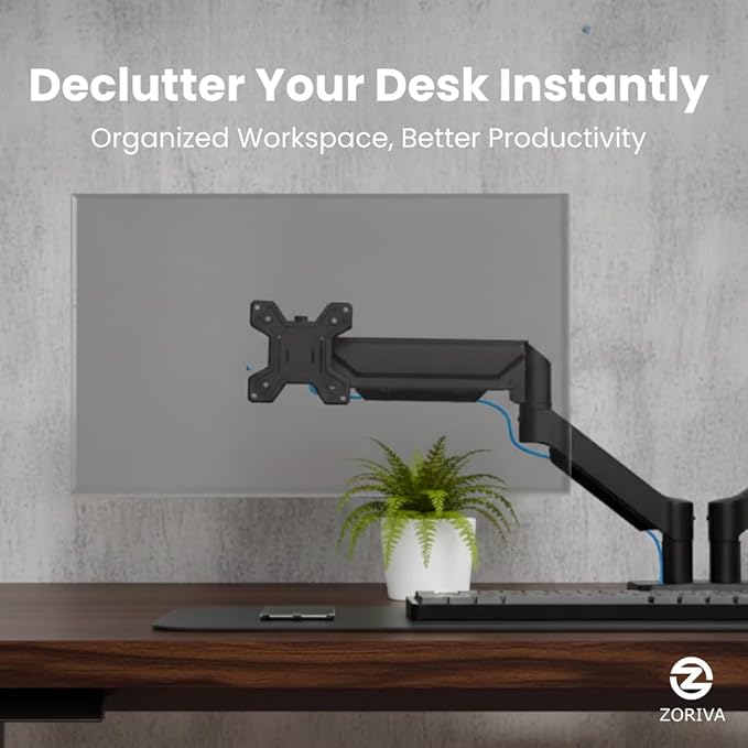 Dual Monitor Arm Full Motion Gas Spring Desk Mount for 13-34" Screens, Space-Saving VESA Stand for Gaming, Work, and Productivity