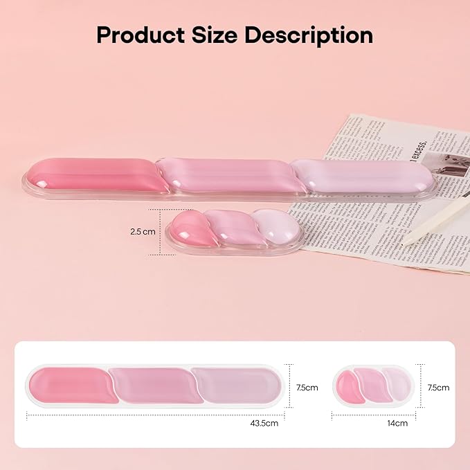 EPOMAKER CloudGel Wrist Rest for Keyboard and Mouse, 2 Pieces Silicone Wrist Support, Anti-Slip Rubber Bottom, Ergonomic Design, Suitable for Office/Computer/Laptop/Gaming (Pink)