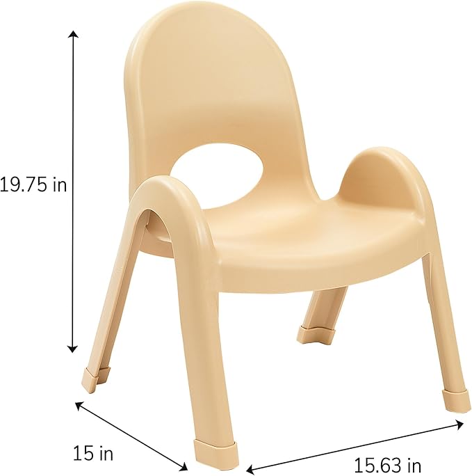 Children’s Factory Value Stack 9" Child Chair, Natural Tan, 2 Pack, Stackable Ergonomic Seating Solution for Classrooms and Homeschools