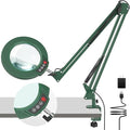 10X Magnifying Glass with Light and Clamp, Real Glass Stand Lighted Magnifier, 5 Color Modes Stepless Dimmable LED Desk Lamp Hands Free for Crafts Hobby Reading Painting Sewing Close Work Large Green