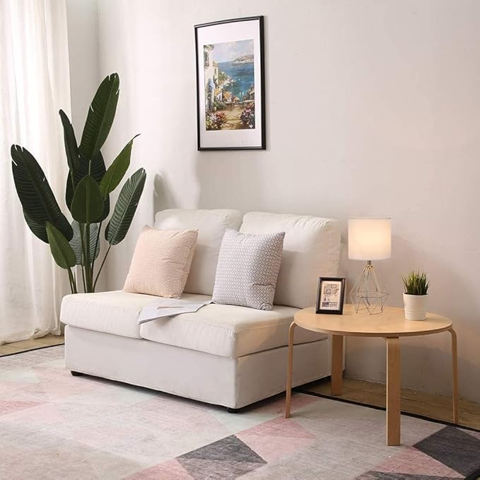 COTULIN Gold Modern Hollow Out Base Bedroom Small Table Lamp,Bedside Nightstand Lamp with Geometric Metal Base White Fabric Shade,Cute Desk Lamp for Kids Living Room