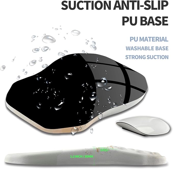 Ergonomic Raised Mouse Pad Wrist Support with Bilateral Slope Memory Foam Mousepad for Wrist Rest and Carpal Tunnel 11.8x7.9〃 Green Leaf