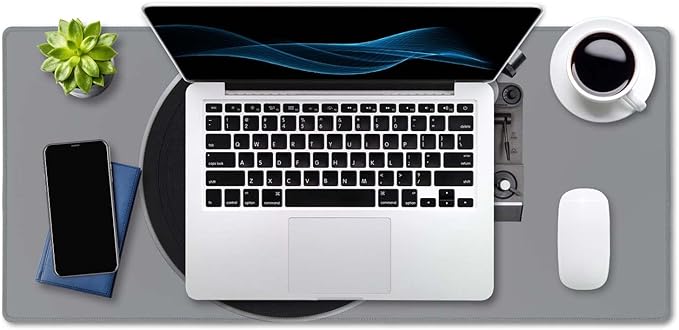 SSOIU Extended Gaming Mouse Pad Mat Large Desk Mat Non Slip Rubber Base Computer Desktop Laptop Keyboard Mouse Mat Stitched Edges, 35.5x15.7 in XXL Mousepad for Work Game, Retro Vintage Vinyl Record