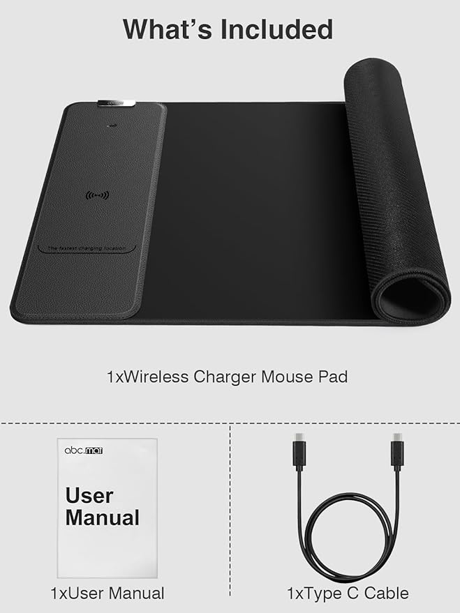 2-in-1 Mouse Pad with Wireless Charging, Gaming Mouse Pad, 31.5"x11.8" Large Desk Mat for Laptop/Keyboard, Waterproof Smooth Surface, Non-Slip Base, No Adapter