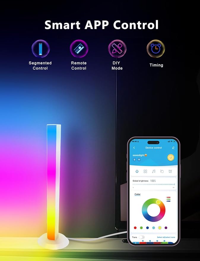 DAYBETTER Smart LED Light Bars, RGB+ICW Gaming Light Bars with Scene and Music Modes, Smart TV Light Bar with Multiple Placement Options, Mood Lighting, Color Changing Light Bar for Gaming Room Decor