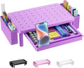 WALI Computer Monitor Stand with Storage, Desk Organizer with Drawer and Pen Holder, Desk Monitor Riser 3 Height Adjustable, Laptop Riser for Laptop, Printer (PTT003-V), 1 Pack, Violet