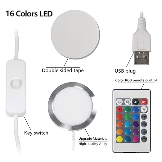 Bulto 4Pcs LED Lamp Kit 001 16 Color for Bambu Lab 3D Printing, RGB Remote Control DIY LED Light Kit - Monitor Light Bar for Bambu Lab Makerworld/Anycubic/Makeronline, 5V USB Powered