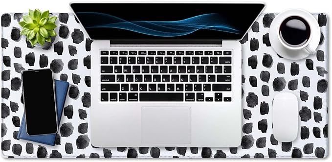 SSOIU Polka Dot Extended Gaming Mouse Pad Mat Large Desk Mat Non Slip Rubber Base Computer Desktop Laptop Keyboard Mouse Mat Stitched Edges, 35.5x15.7 in XXL Waterproof Mousepad for Work Game