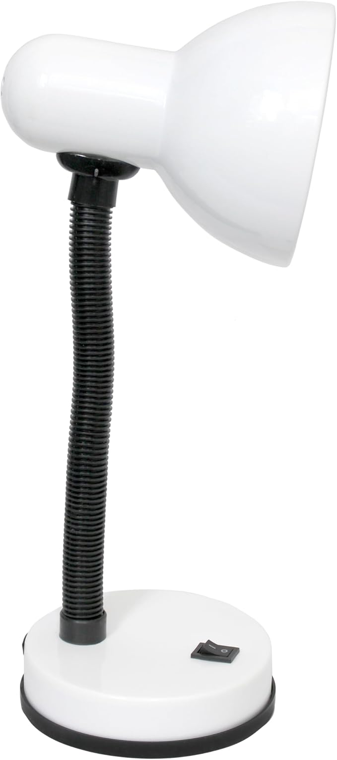 Simple Designs LD1088-WHT 14.25" Sleek and Sturdy Classic Gooseneck Study Desk Lamp, White