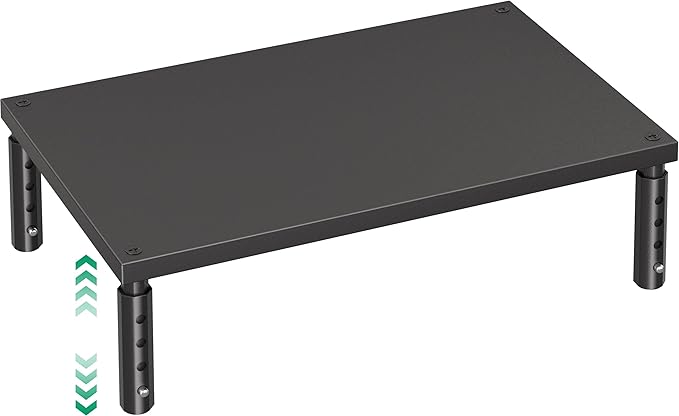 OPNICE Desk Organizers and Accessories, Adjustable Computer Monitor Stand Riser, Laptop Stand for Desk, Office Desk Accessories & Workspace Organizers for Home Office, Black Wood