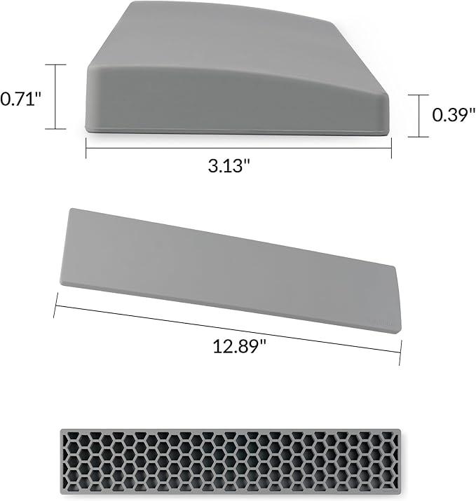 Keychron Gray Silicone Wrist & Palm Rest, 12.89" for 75% Compact Keyboard Series V1/V2/Q1/Q2 & Lemokey P1 (Pro/Max/HE) – Anti-Slip Base – Smooth & Soft Support
