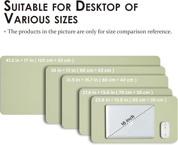 Leather Desk Mat - Small Non-Slip PU Desk Pad for Office and Home - Desk Organization and Accessories - Ideal for Large Mouse Pad and Small Desk Mats on Top of Desks (Light Green,23.6"x 13.8")