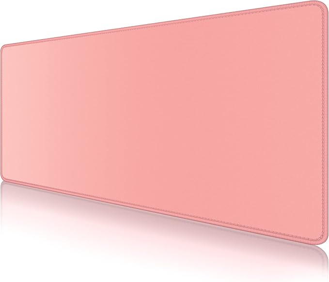 Dapesuom Large Mouse Pad, Extended Gaming Mouse Mat with Stitched Edges, Full Size Desk Mats with Non-Slip Base, Computer Big Desktop Keyboard Pad for Gamer, Laptop, Office, 23.6 x 11.8 in, Rose Pink