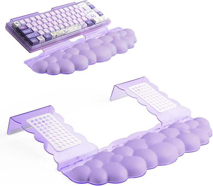 Ergonomic Keyboard Wrist Rest,Adjustable Tilt Stand Combo,Purple Acrylic Cloud Comfort Wrist Support, Customizable Width Riser for Home,Office Desk - Portable Comfortable Typing (Purple)