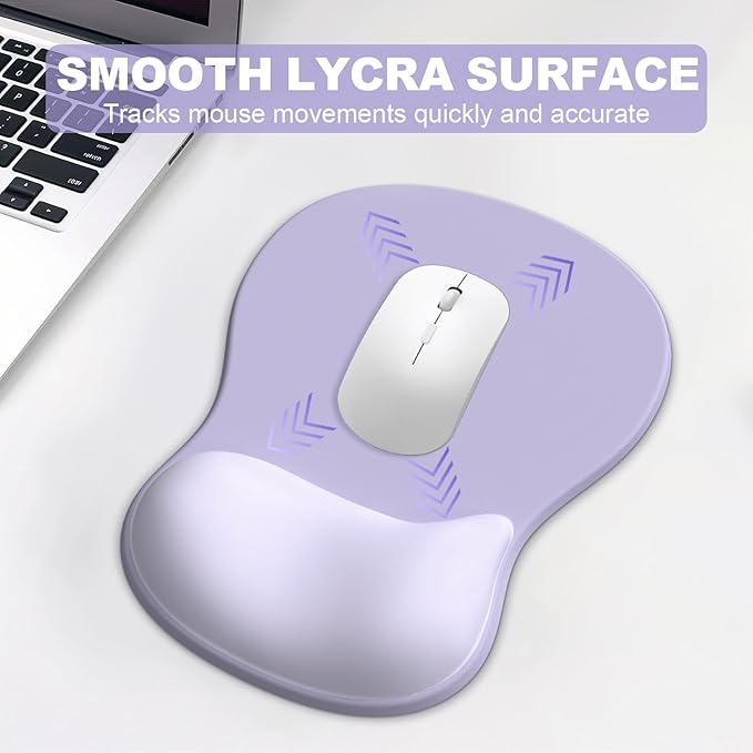 Ergonomic Mouse Pad with Wrist Rest and Keyboard Wrist Rest, Gel Mousepad and Wrist Rest for Computer Keyboard, Ergonomic Wrist Support, Non-Slip PU Base, Mouse Pad with Wrist Support for Gaming, Office, Purple