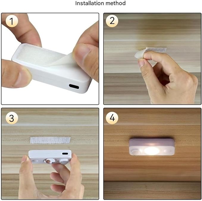 Rechargeable Motion Sensor LED Night Light — Type-C USB, PIR Auto-On (3m/120°), Flicker-Free Eye-Care — Closet, Cabinet, Hallway, Bedroom, Nursery — for Homeowners & Parents (1 pcs)