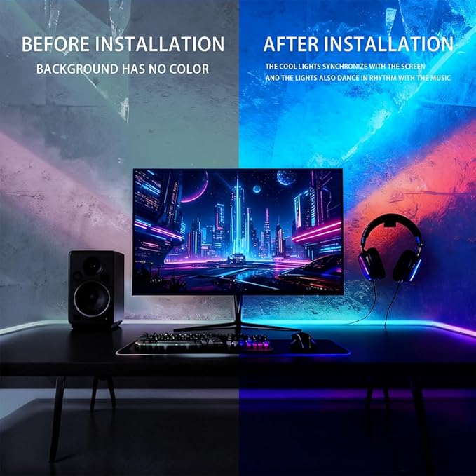 pc sync Light bar，LED Light Strips Deliver Synchronized Lighting Effects with Screen Colors and Music, Compatible with Win/Mac Systems. (PC Sync Light (for 32-34-inch Models))