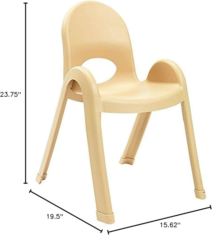 Angeles Value Stack 13" Child Chair, Natural Tan, 4 Pack, Stackable Ergonomic Seating Solution for Classrooms and Homeschools