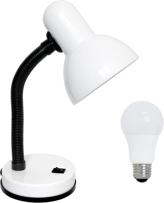 Simple Designs Basic LED Desk Lamp, 14.25", White (LD1003-WHT-LB)